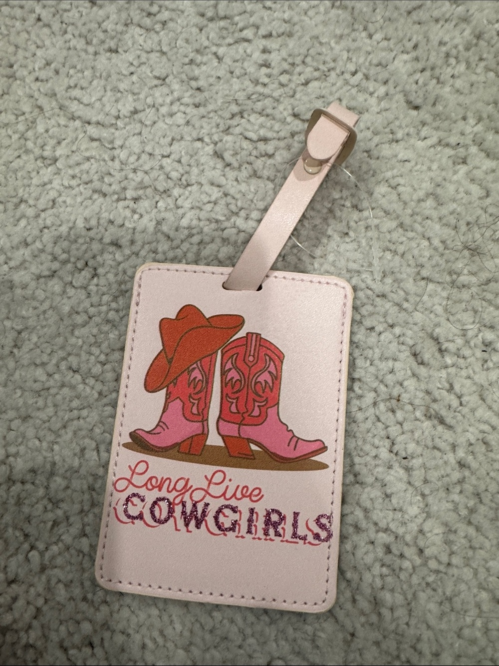 Pink Cowboy Boots Luggage Tag - "Long Live Cowgirls"